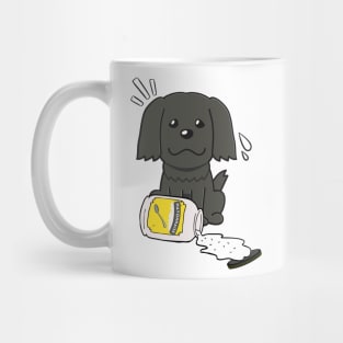 Cute black sheepdog spilled mayonnaise Mug